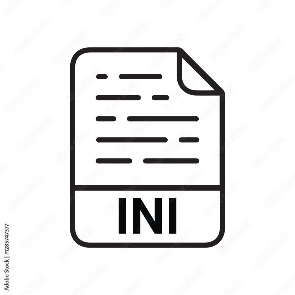 Poster ini file icon set. ini file type symbol. file ini format icon in black filled and outlined style iso