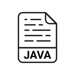 JAVA icon set. JAVA file type symbol. File JAVA format icon in black filled and outlined style isolated on transparent background. Ideal for technology or data related content, vector illustration.