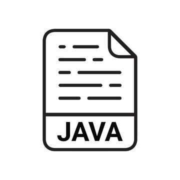 JAVA icon set. JAVA file type symbol. File JAVA format icon in black filled and outlined style isolated on transparent background. Ideal for technology or data related content, vector illustration.