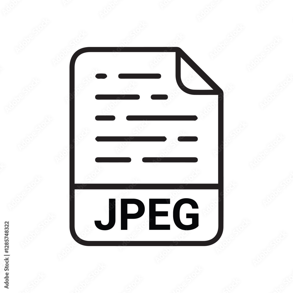Poster jpeg file icon set. jpeg file type symbol. file jpeg format icon in black filled and outlined style 
