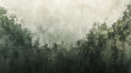 An Abstract Painting Depicting a Forest of Lush Trees
