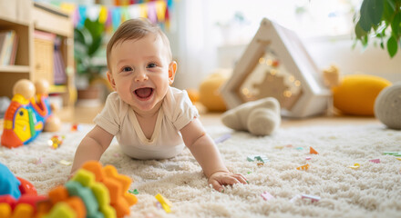 Adorable Baby's Playtime Joyful Moments of Discovery and Growth