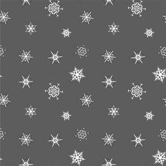 Seamless pattern with original snowflakes. Vector eps10