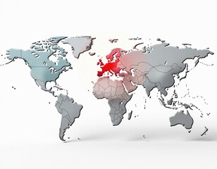 Naklejka premium 3D World Map Highlighting Europe - Global Focus on European Union