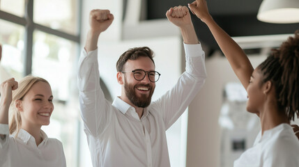 Business Team Celebrating Milestone in Customer Retention