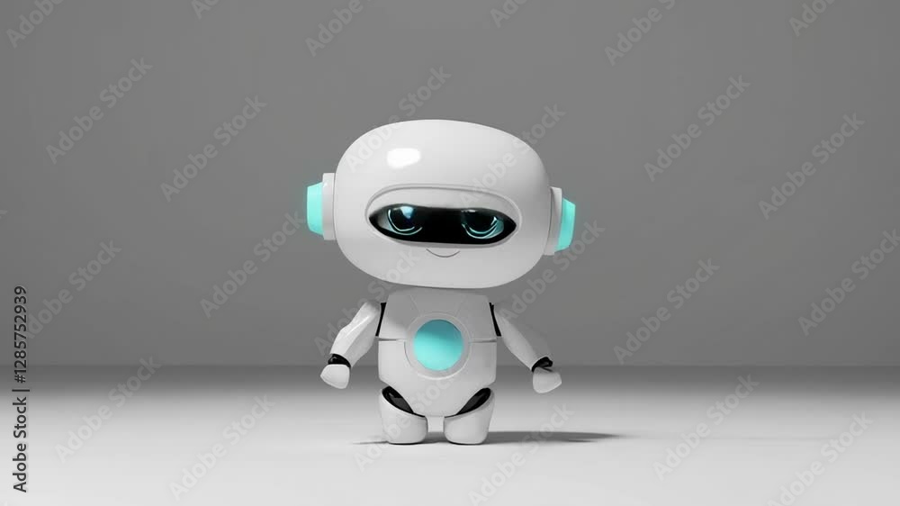 Poster Humanoid android robot displaying range of emotions and dynamic gestures against clean white background, conveying expressive communication through fluid and nuanced movements