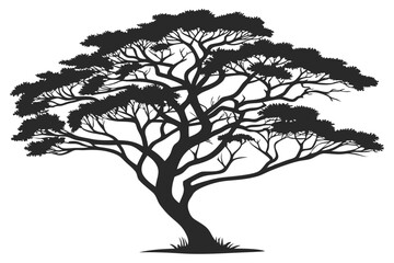 Acacia tree silhouette vector illustration