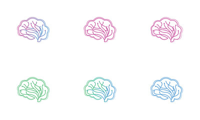 Brain Icon, symbol, logo set Design.