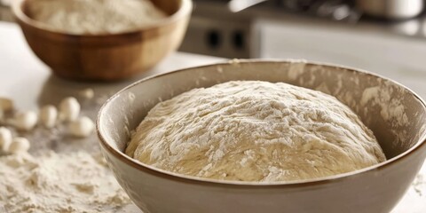 Freshly kneaded dough resting, ready for the baking process.