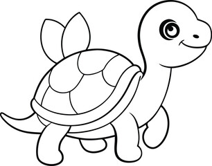 Vector illustration of turtle isolated on white background. For kids coloring book