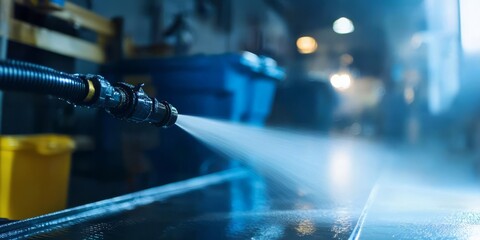 Experience the power of high-pressure cleaning equipment in action.