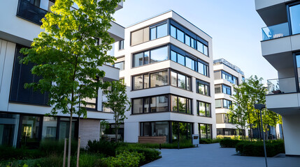 Modern Residential Apartment Buildings with Greenery in Urban Community : Generative AI