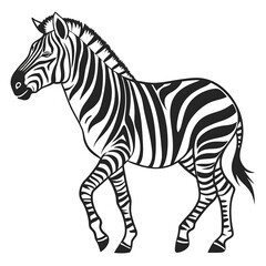 Obraz premium An elegant Zebra silhouette icon set against a clean white background.