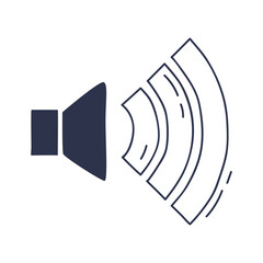 Minimalist speaker icon with sound waves, symbolizing audio output.