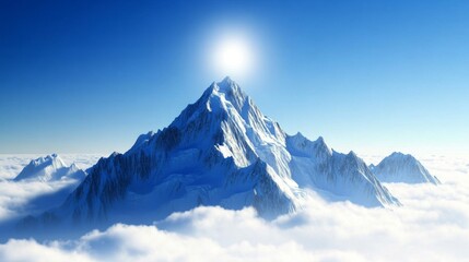 Obraz premium Majestic Mountain Peak Above Clouds, Inspiring Scenery, Aerial View, Nature, Peaceful
