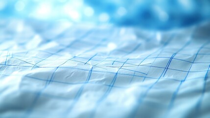 Crumpled graph paper, light-blue background