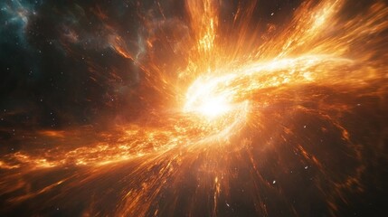 Dramatic cosmic explosion creating a burst of energy and light in deep space