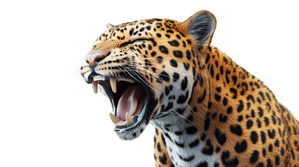 Obraz premium Majestic leopard roaring with fierce expression in a striking display of power and beauty