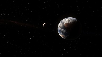 Naklejka premium Magnificent view of the Earth and Moon from outer space in stunning detail