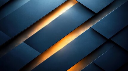 Dark abstract geometric wall with golden light