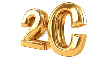 Obraz premium Shiny golden 2C symbol reflecting light in a modern design element