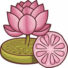 Pink Lotus Flower Vector Illustration