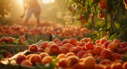 Harvesting Sun-Kissed Peaches A Golden Hour in the Orchard