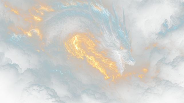 a dragon flying through the clouds