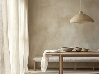 A table with a lamp and bowls on it