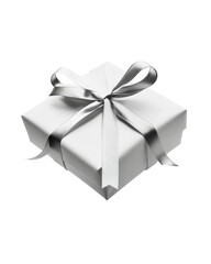 Obraz premium Gift box with silver ribbon, white isolate background