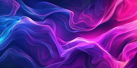 Obraz premium A vibrant background with swirling neon waves of purple and blue, creating an abstract design that adds energy to the scene