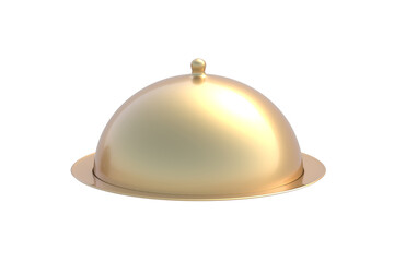 Golden restaurant tray isolated on white background. 3d render