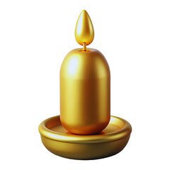 A Stunning 3D Render of a Golden Candle with a Flame on a Black Background