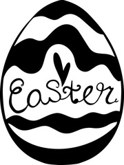 Easter egg doodle style. Happy easter hand drawn isolated on white background. Vector illustration.