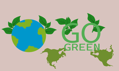 Vector Illustration Earth Globe With Greenery