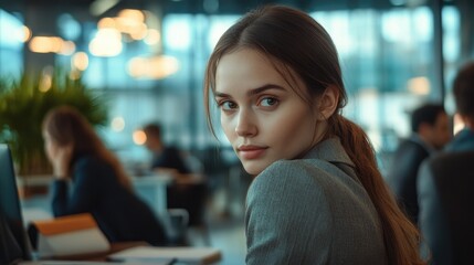 Fototapeta premium Portrait of a Young Businesswoman in a Modern Office