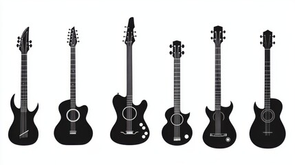 Naklejka premium set of guitar vector icon set