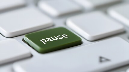 Close-Up of Green Pause Key on Modern Keyboard for Focused Tasks