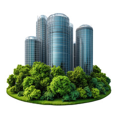 Fototapeta premium Modern skyscrapers with greenery surrounding