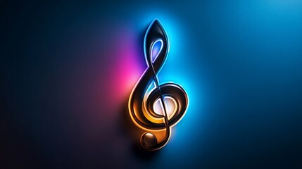 G Clef Neon Symphony: A vibrant digital artwork of a glowing treble clef, radiating energy and musical passion.