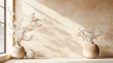 A minimalist light tan background with a faint, soft texture, evoking calmness and subtle elegance 