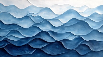 Obraz premium Beautiful Blue Painting Shows Abstract Waves Moving Across the Canvas