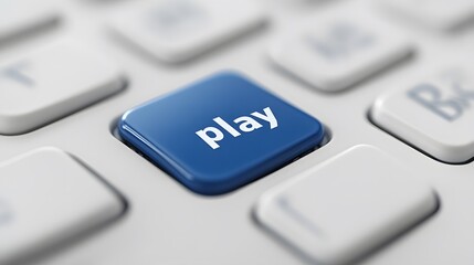 Close-up of a Keyboard Key Featuring the Word Play in Bold Text