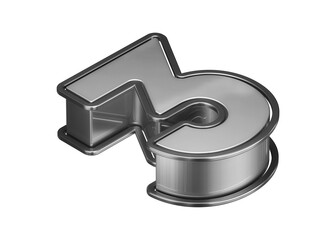 Silver metal text style 3D rendering lettering suitable for poster, web, advertising and modern design projects. Isometric number 3 in polished metal.