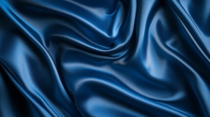Fototapeta premium This image showcases flowing blue satin fabric with elegant waves