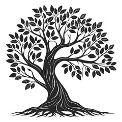 Obraz premium Banyan tree silhouette vector illustration