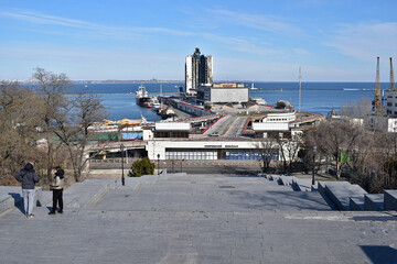 Fototapeta premium Potemkinskiy Gatherings and Marine Station in Odessa.