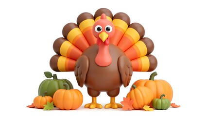 Obraz premium Thanksgiving cartoon turkey blessing