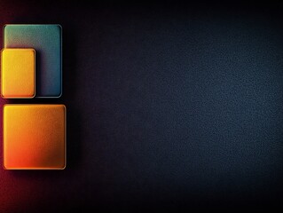 Warm glowing squares subtly arranged against dark background. AI Generated