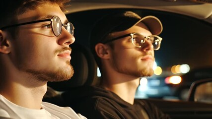 Night driving practice with instructor and student driver